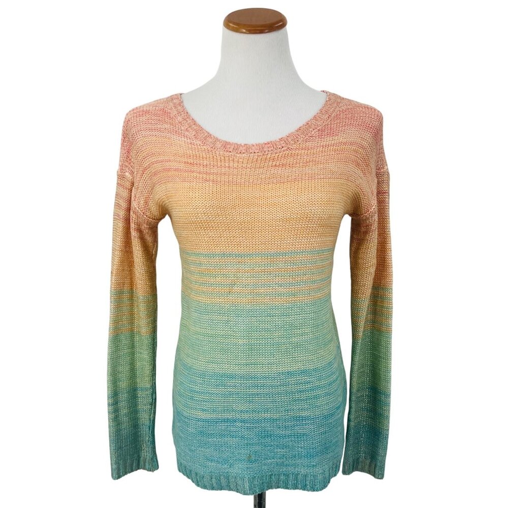 Anthropologie x Willow & Clay Ombre Rainbow Metallic Threading Knit Sweater - Picture 2 of 12